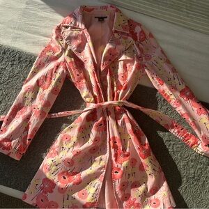 Floral Pink Women's Trench Coat
